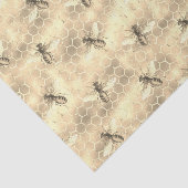 bijenpatroon op getextureerde gouden honingraat tissuepapier (Detail)