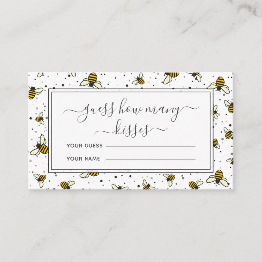 Bijenpatroon Raad hoeveel kusjes Bruidsfeest spel Informatiekaartje (Voorkant)
