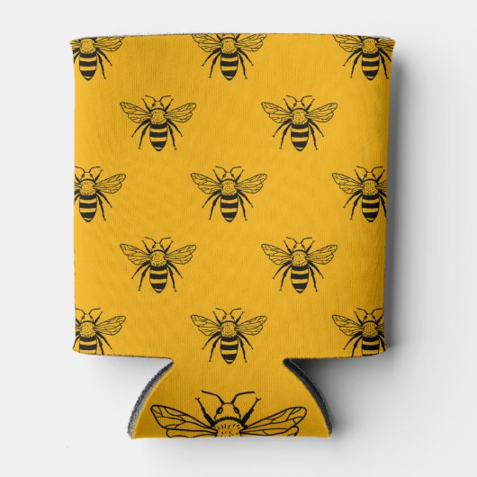  bijenpatroon, zwart geel. blikjeskoeler (Voorkant)