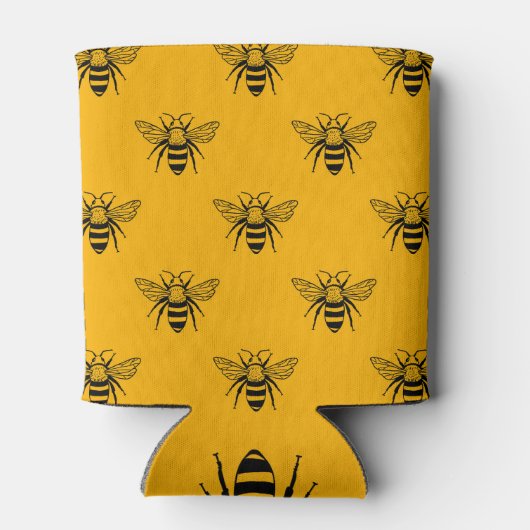  bijenpatroon, zwart geel. blikjeskoeler (Achterkant)