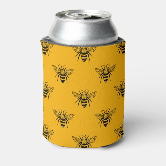  bijenpatroon, zwart geel. blikjeskoeler (Blikje Achterkant)