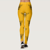  bijenpatroon, zwart geel. leggings (Achterkant)