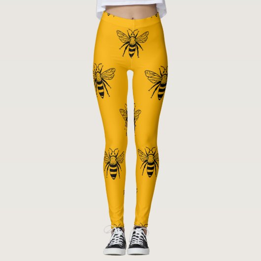  bijenpatroon, zwart geel. leggings (Voorkant)