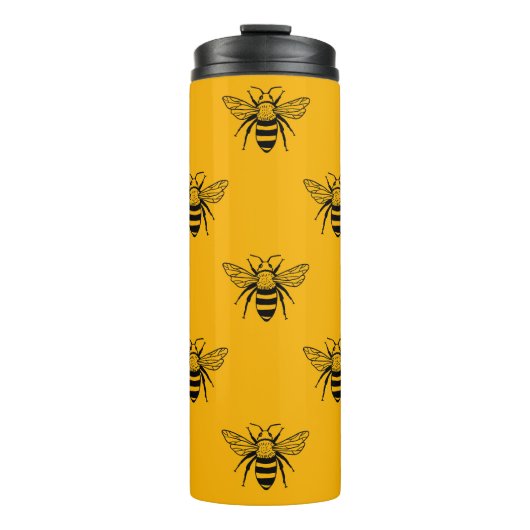  bijenpatroon, zwart geel. thermosbeker (Voorkant)