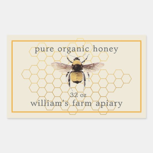 Bijenpot Etiket Honingbij Imkerij Honingraat Antie (Voorkant)