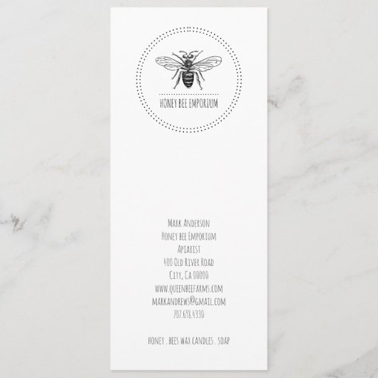 Bijenproductenbedrijf Menu (Achterkant)