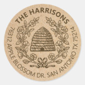  bijenresterend adreslabel ronde sticker (Voorkant)