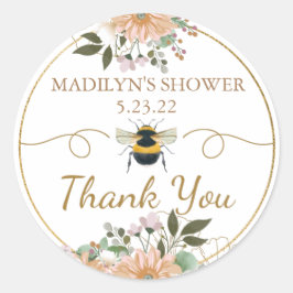 Bijenroze Floral Vrijgezellenfeest Dank je wel Ronde Sticker