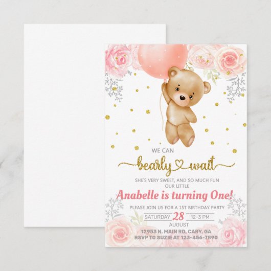 Bijenschattig meisje, eerste uitnodiging op de eer (Voorkant / Achterkant)