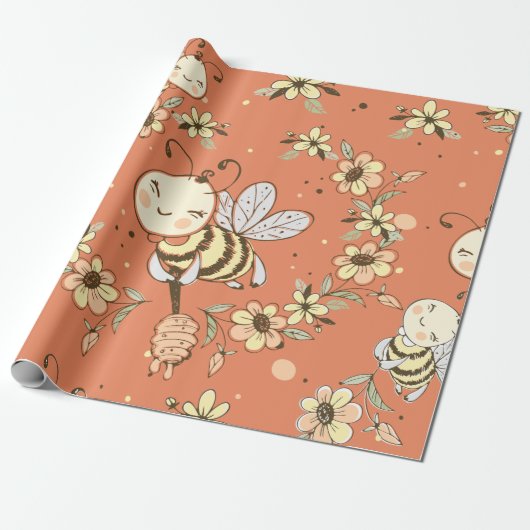 Bijenschilderen Cadeaupapier (Uitgerold)