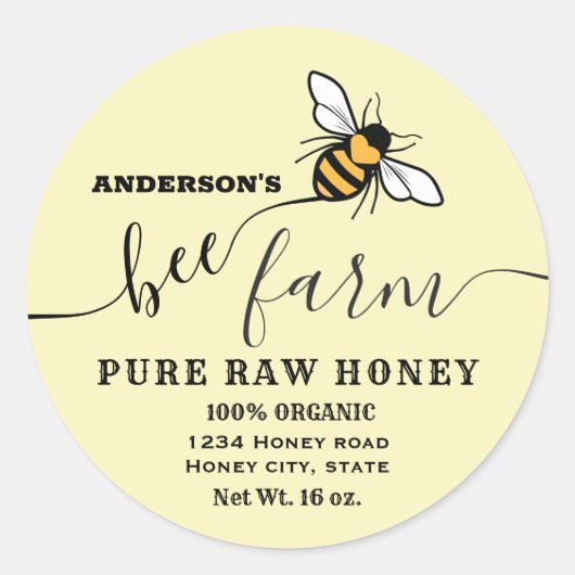 Bijenschrift bijen boerderij honingpot etiket (Voorkant)