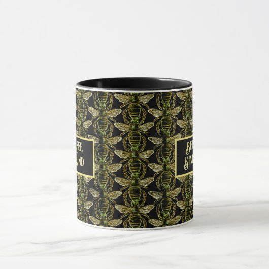 Bijensoort Elegant Gold en Black Bee Pattern Mok (Midden)