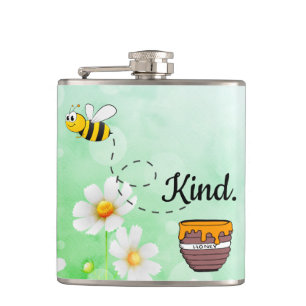 Bijensoort Honey floral green insect cartoon text Heupfles
