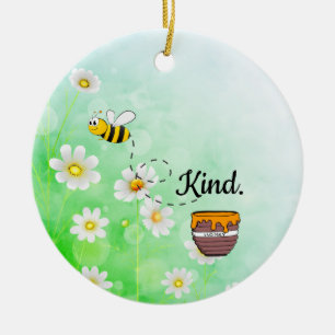 Bijensoort honing floronengroene cartoon keramisch ornament
