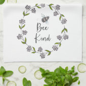 Bijensoort paarse bloemen theedoek (Gevouwen)