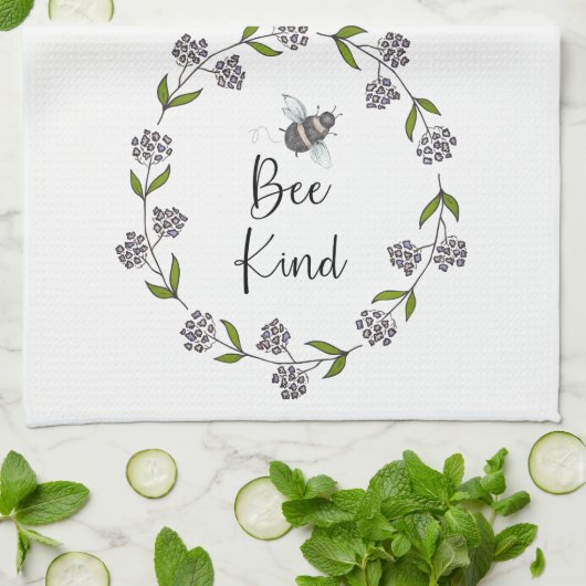 Bijensoort paarse bloemen theedoek (Gevouwen)