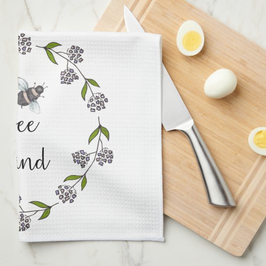 Bijensoort paarse bloemen theedoek (Quarter Fold)