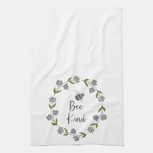 Bijensoort paarse bloemen theedoek