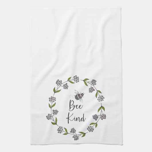 Bijensoort paarse bloemen theedoek (Verticaal)