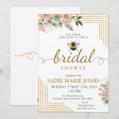Bijensoort Rode Bloemen Bridal Shower Uitnodiging (Voorkant / Achterkant)