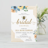 Bijensoort Rode Bloemen Bridal Shower Uitnodiging (Staand voorkant)