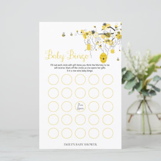 Bijenspel Baby shower - Baby Bingo (Staand voorkant)