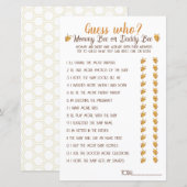 Bijenspel Baby shower. Raad eens wie? (Voorkant / Achterkant)