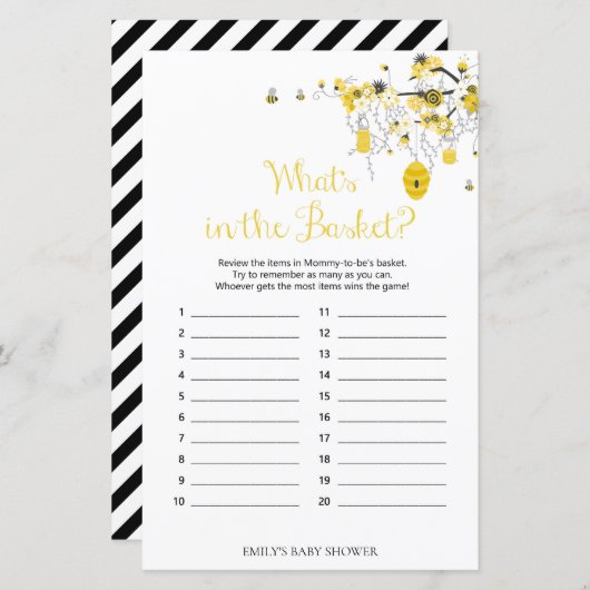 Bijenspel - Wat zit er in het mandje? (Voorkant / Achterkant)