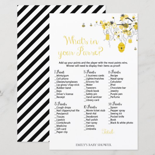 Bijenspel - Wat zit er in je tas? (Voorkant / Achterkant)