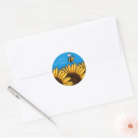 Bijenspoor Zonnebloem stickers (Envelop)