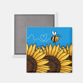 Bijenspoor Zonnebloemmagneet Magneet (Voorkant / Achterkant)