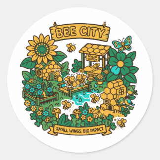 Bijenstad Kleine Vleugels Grote Impact Ronde Sticker