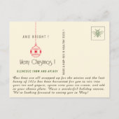 Bijenstal Dank u Kerstvakantie Kaart Bijen (Achterkant)