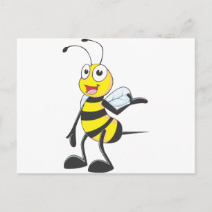 Bijenstickers : Bee presenteert met hand omhoog Briefkaart