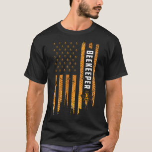 Bijenteelt Amerikaanse vlag Honingraat Honing Bije T-shirt