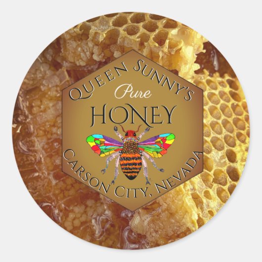 Bijenteelt Apiary Honey Jar Classic Round Sticker (Voorkant)