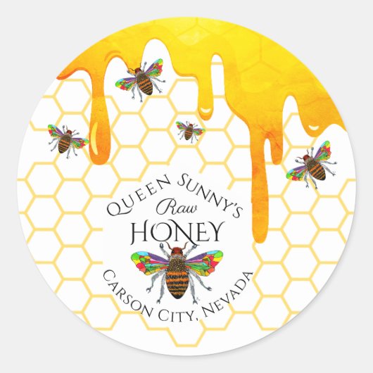 Bijenteelt Apiary Honey Jar Classic Round Sticker (Voorkant)