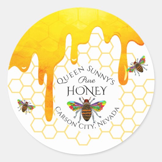 Bijenteelt Apiary Honey Jar Classic Round Sticker (Voorkant)