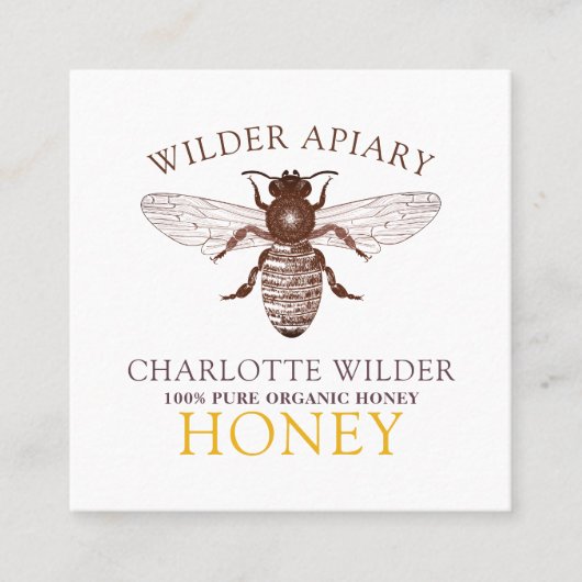 Bijenteelt Apiary Honey Square Busin Vierkante Visitekaartje (Voorkant)