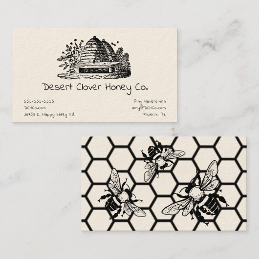Bijenteelt Appiary Fresh Honey Cream Visitekaartje (Voorkant / Achterkant)