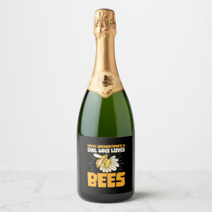 Bijenteelt   Een meisje dat van bijen houdt Sparkling Wijnetiket