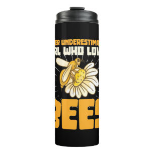 Bijenteelt Een meisje dat van bijen houdt Thermosbeker