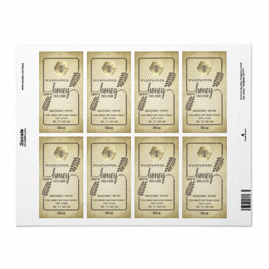 bijenteelt etiket (Full Sheet)