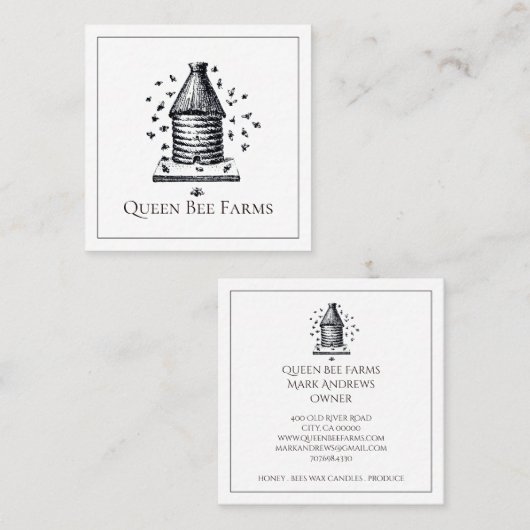  bijenteelt Hive Bijen Apiarist Vierkante Visitekaartje (Voorkant / Achterkant)