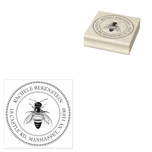 Bijenteelt Honeybee Stamp met goudink Rubberstempel (Gestempeld)