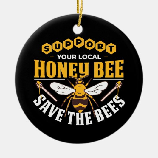 Bijenteelt | Honingbijen redden Keramisch Ornament (Voorkant)