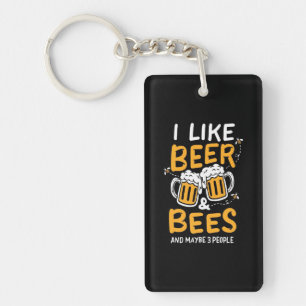 Bijenteelt   Ik hou van bier en bijen Sleutelhanger