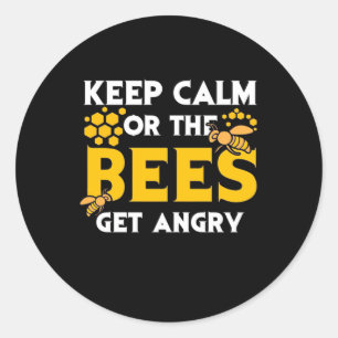 Bijenteelt Kalm houden of bijen boos maken Ronde Sticker