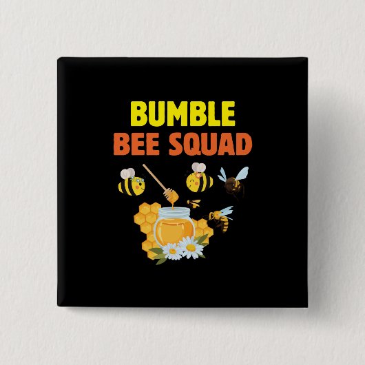 Bijenteelt Kunst Bumble Bee Squad 2 Vierkante Button 5,1 Cm (Voorkant)