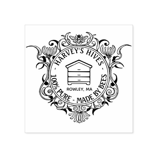 Bijenteelt-Lijst Elaborate Honeybee met Hive Rubberstempel (Afrduk)